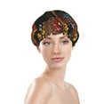 thumbnail image 3 of Kdxio Embroidery Chicken Rooster Print Shower Cap for Women,Elastic and Reusable,Double Waterproof Layers Bathing Hat, 3 of 9