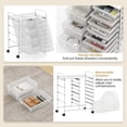 thumbnail image 3 of 12-Drawer Utility Rolling Cart with Metal Tabletop, Drawer Organizer with Wheels, Scrapbook Paper Office School Organizer,Transparent, 3 of 7