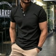 thumbnail image 1 of Men's Casual Button Down Lapel Solid Color Shirt Short Sleeve Sleeve Top Shirt T Neck Tops for Men Tall Mens Shirt T Shirt Pack for Men Set Shirt for Men Pack of Mens Shirts T Shirt Organizer Cancer, 1 of 3