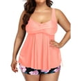 thumbnail image 2 of Women Plus Size Tankini Swimsuits Flowy 2 Pieces Bathing Suits with Shorts, 2 of 9