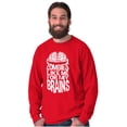 thumbnail image 4 of Funny Zombies Like Me For My Brains Men's Long Sleeve Tee T Shirt Brisco Brands X, 4 of 6