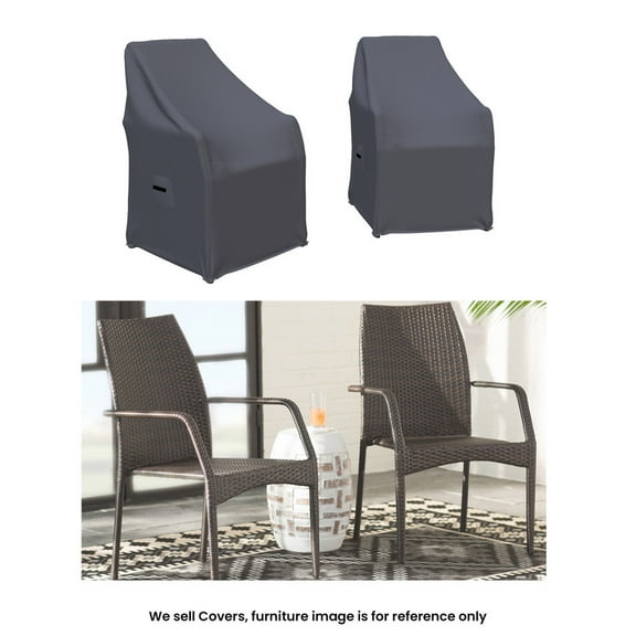 Covers & all Libora Patio Dining Chair Covers, Set of 2, Water-Repellent UV-Resistant Polyester for Outdoor Wicker Armchairs