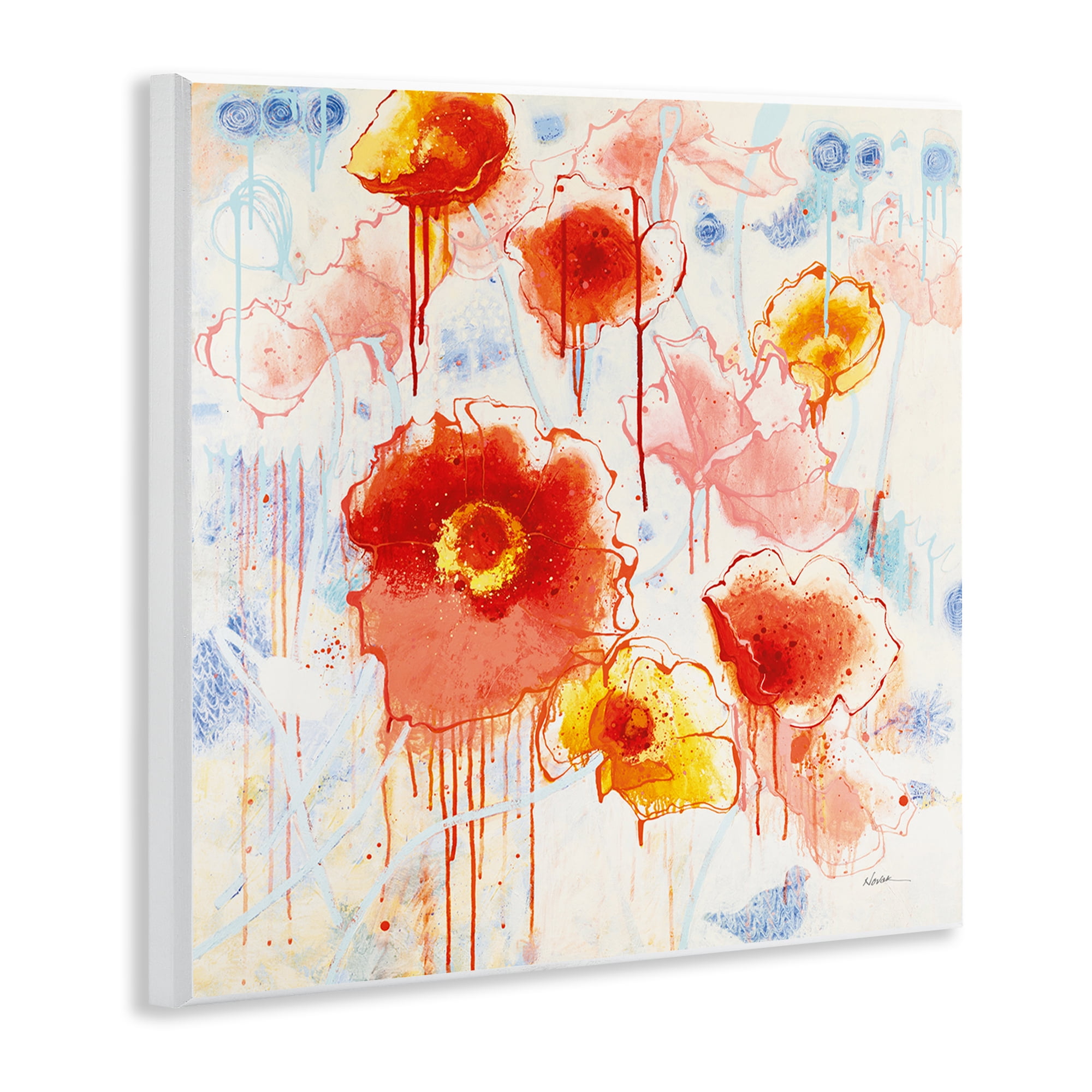 Stupell Industries Dripping Abstract Poppies Abstract Painting Unframed Art Print Wall Art, 12 x 12