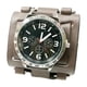 thumbnail image 1 of Reloj de pulsera para hombre, de cuero, con números romanos, correa ancha, estilo punk hip hop. Marrón, 1 of 9