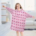 thumbnail image 5 of Wearable Blanket with Sleeves and Pocket Oversized Hooded Sweatshirt 3-14 YR Pink Bows M, 5 of 7