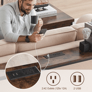70 Console Table Entryway Sofa Table with Power Outlets,Rustic Brown