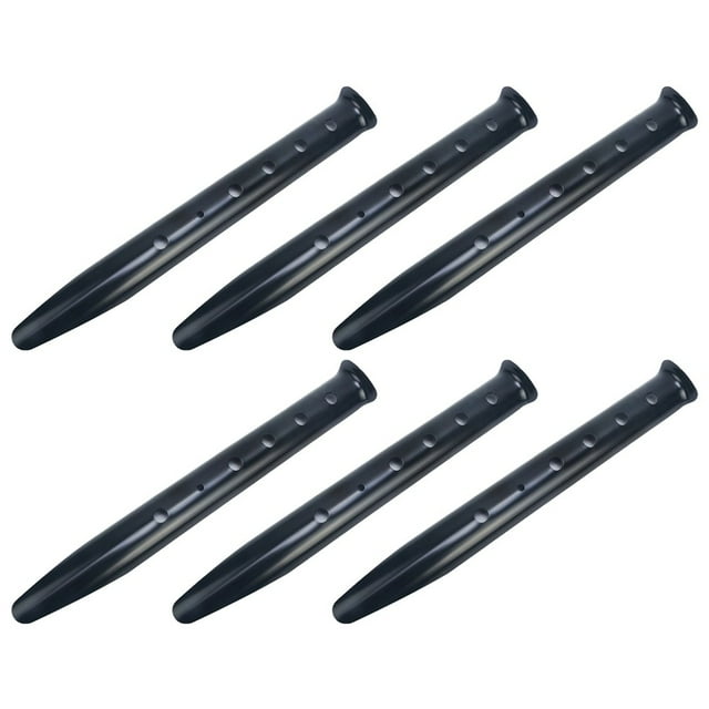 6 Pcs Piquets de Tente en Forme de U pour Sable, Neige, Camping Extérieur Noir