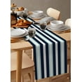 thumbnail image 6 of Aqua Navy Blue Striped Table Runner Cotton Linen 90 Inch Holiday Dresser Scarves, Modern Abstract Lines Geometric Tablerunner for Kitchen Coffee Dining Bedroom Dinner Scarf Décor 13''x90'', 6 of 9