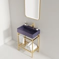 thumbnail image 2 of 24" Bathroom Vanity with Ceramic Basin, Freestanding Bathroom Console Sink Set, Glossy Purple Rectangular Ceramic Basin without Faucet, Open Metal Leg, Storage Shelves, Gold, 2 of 5