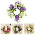 thumbnail image 2 of Xoxingysm Artificial Flowers Floral Candle Rings Plastic Artificial Flower Candle Rings Spring Candle Rings Centerpieces for Wedding Home Table Decoration, A Candlestick Wreath, 2 of 6