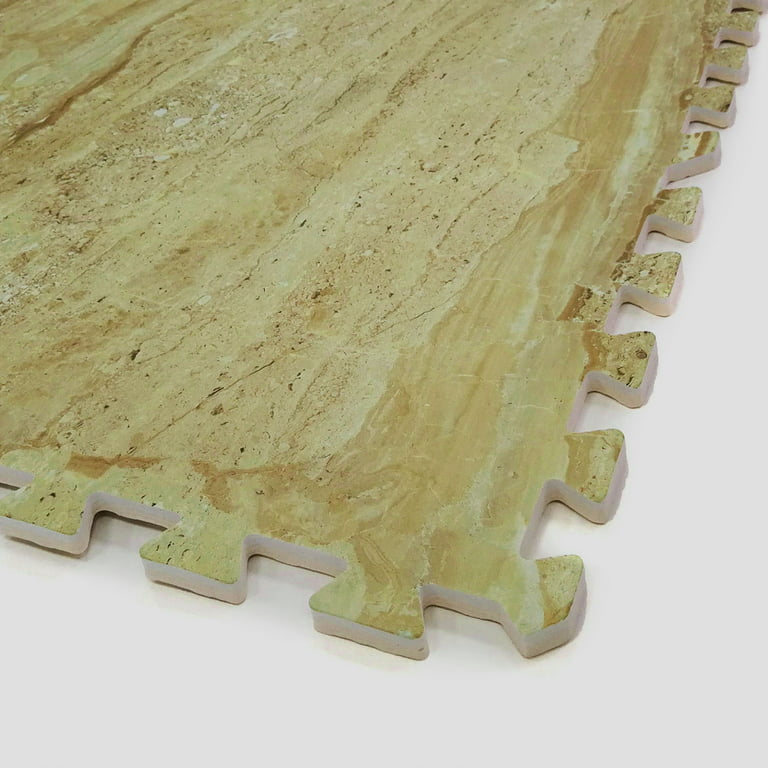 Clevr 100 Sq. Ft 3/8 Inch Thick Interlocking Foam Mats Flooring, White Wood  