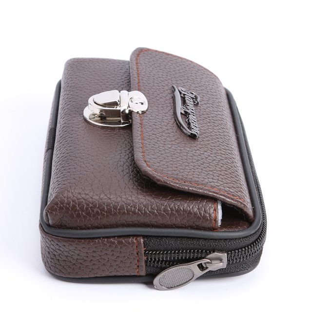 Bolsa Litchi Patrón Monedero Hombres Cuero Tarjeta Cartera Cinturón (Café Horizontal) Ehuebsd Para Estrenar