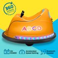 thumbnail image 3 of Kidzone 12V Kids Toy Electric Ride On Bumper Car 360 Spin 2 Speed Battle Vehicle With Remote Control, Bluetooth Music, DIY Race# 00-99 and Alphabet Stickers, ASTM-Certified, Orange, 3 of 8