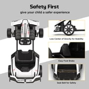 Wisairt 24V 10Ah Kids Electric Go Kart Drift Car, 360° Drift Ride on Toy with 800W Motors, 7.5 MPH, Adjustable Length, LED Lights, Drift Racing Kart for Big Kids 6-12 Years Old, 135 LBS, White