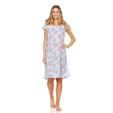 

Lati Fashion Women Nightgowns Short Sleeve Female Nightgowns & Sleepshirts Blue L