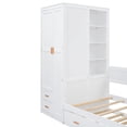 thumbnail image 3 of Twin Solid and Stable Wooden Bunk Bed with Trundle, Cabinet, Wardrobe, Desk and Drawers (White), 3 of 16