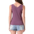 thumbnail image 3 of INSPIRE CHIC Womens Camisole Lacework Trim Modal Tank Tops Ruched Ribbed Knit V Neck Sleeveless Undershirt Cami Crop L Purple, 3 of 6