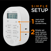 myTouchSmart Indoor Digital Timer, 1 Polarized Outlet, 24hr, Plug-in, White, 0 Amps