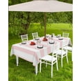 thumbnail image 4 of Pink Striped Outdoor Tablecloth with Umbrella Hole & Zipper, Farmhouse Rectangle Tablecloth 60x120 Inch, Modern Pink White Stripes Patio Table Cover Waterproof Table Cloth for Picnic/Party, 4 of 6