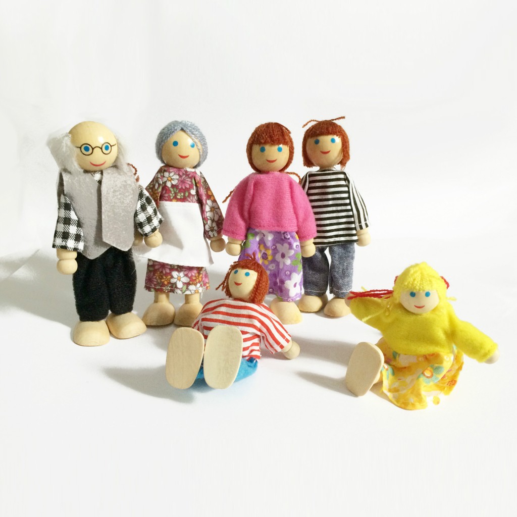 Spftem Lovely Happy Dollhouse Dolls Family Set of 8 Wooden Figures for Children House Pretend Gift - image 5 of 8