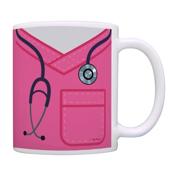 ER Nurse Gifts Scrubs & Stethoscope Nurse Mug Nurse Appreciation Gifts Coffee Mug Tea Cup Pink