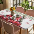 thumbnail image 3 of Red Gnomes Table Cloths for 3 Foot Rectangle Tables, Valentine's Day Love Roses Leaves White Patio Waterproof Elastic Fitted Tablecloths, Washable Rectangular Table Cover for Camping, 3 of 8