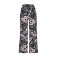 thumbnail image 4 of Women's Wide Leg Cotton Linen Pants Floral Hippie Palazzo Pant Boho Vintage Joggers Yoga Clothes Elastic Waist Printed Joggers Loose Pockets Casual Trousers with Pockets Gray qILAKOG Size L, 4 of 6