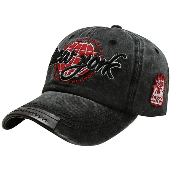 Unisex Soft Top Embroidered Vintage Baseball Cap,Washed Retro Design Sports Sun Hat with NEW YORK NYR Theme, Adjustable for Men Women Outdoor Shading,Black