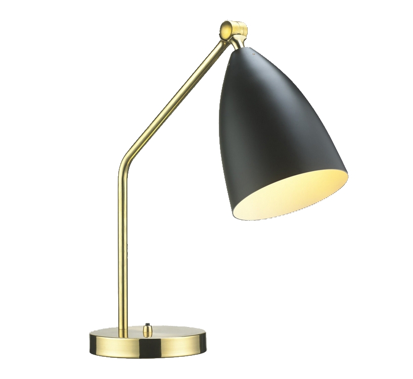 black and brass table lamp