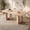 Aged natural wood color, variant on Modern T-Shaped Dining Table for 6-8 People, 71" Rectangular Farmhouse Kitchen Table - Vintage Gray, 1.8 Meters