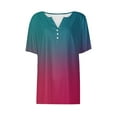 thumbnail image 4 of Tnhcen Women's Summer Gradient Henley Short Sleeve Shirt - Plus Size Breathable Soft S-3XL Casual Essential Blouse, 4 of 5