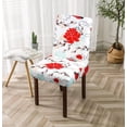 thumbnail image 6 of Chair Covers for Dining Room Set of 4, Stretchy Parson Chair Slipcovers,Red Flowers Spandex Banquet Chair Seat Pet Protector Slipcovers for Holiday Home Party, Hotel, Wedding Ceremony, 6 of 6