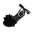 thumbnail image 2 of Project Cloud Sandals for Women 2026 Project Cloud Sandals for Women Women's Fashionable Casual Summer Flower Decoration Pearl Bowknot Open-Toe Round Head Flat Sandals Black 37, 2 of 9