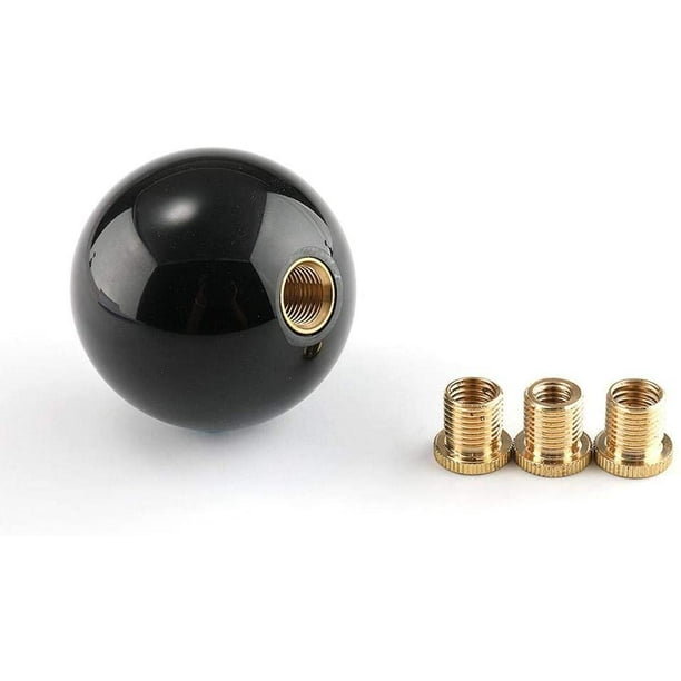 Pommeau de levier de vitesse rond en acrylique à 8 boules de billard noir  avec 3 adaptateurs universels pour voiture manuelle (noir) 