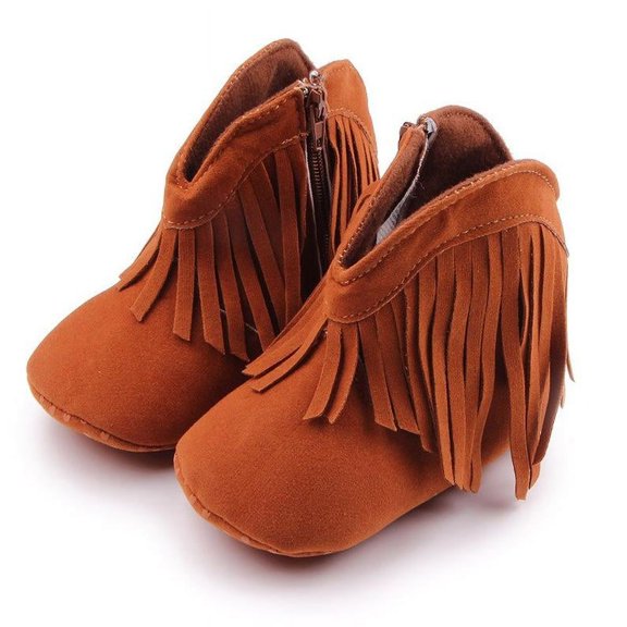 Baby Girls Dark Brown Fringe Boots