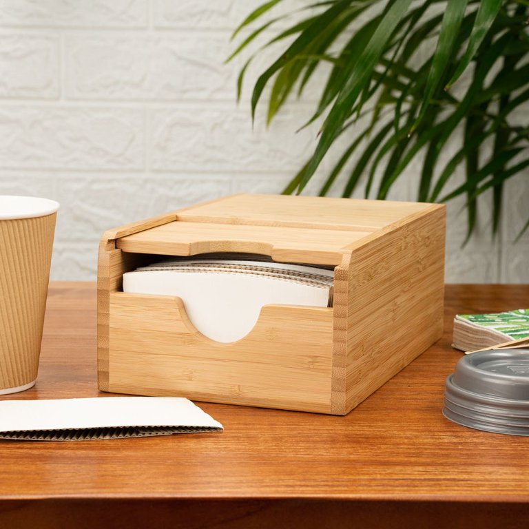 Restpresso Natural Bamboo Coffee Cup / Lid Organizer - 4 Section