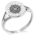 thumbnail image 1 of Stainless Steel Nautical Needle Dial Compass Minimalist Oval Top Polished Statement Signet Ring, 1 of 1