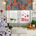 thumbnail image 6 of 2 Pack Valances for Windows, Boho Teal Flower Window Valances for Living Room/Bedroom/Bathroom, Spring Bohemia Chic Red Yellow Floral Light Filtering Kitchen Curtain Valance 42"W x18" L, 6 of 9