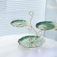 thumbnail image 4 of 3-Tier Leaf Design Fruit Tray | Large Capacity Snack & Dessert Serving Platter | Green Plastic Storage Tray with Handle | 40X32X26Cm for Parties & Home Use, 4 of 6