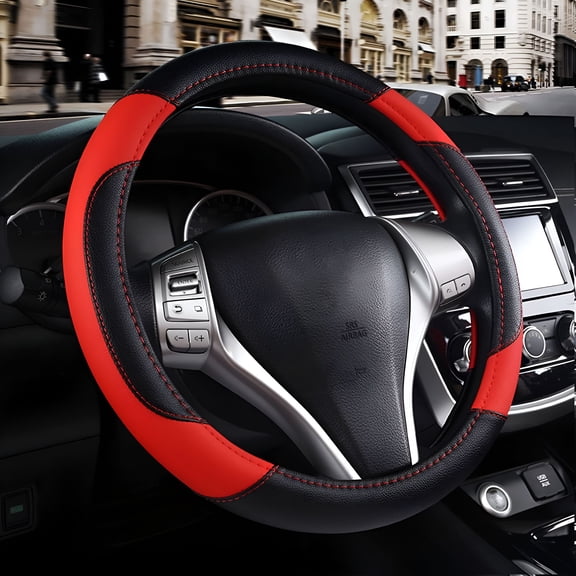 RIONIMA 2026 New Steering Wheel Cover,Universal Standard Size 14.5-15 Inch,Anti-Slip,Safety,Soft,Breathable,Heavy Duty,Thick,Full Surround for Car,Suv,Truck,Van (Red)