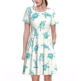 thumbnail image 1 of Bixox Robe d'Été à Manches Courtes pour Femmes Robe Ample Longueur Genou avec Poches-Tortue, 1 of 7