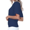 thumbnail image 2 of Womens Solid V-Neck Boat Neck Dolman Top with Side Shirring Drape Tunic Short Sleeve, 2 of 5