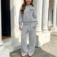thumbnail image 4 of ITSAME Girls Fleece-Lined Hooded Sweatshirt and Wide Leg Pants Set 2-Piece Heart Print Casual Warm Outfit Size 11, 4 of 6