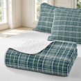 thumbnail image 4 of Manfei Vintage Blue Green Grid Twin Quilt Set,Modern Check Twin Coverlet Set,2pcs,1 Bedspread and 1 Pillowcase, 4 of 7