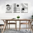 thumbnail image 3 of Gold Abstract Wall Art 3 Pieces Black and White Wall Art Canvas Painting Geometry Stroke Artwork Stretched Canvas Wooden for Home Bedroom Office Bathroom Living Room Wall Decor 12"x16"x3, 3 of 5