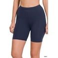 thumbnail image 3 of 2 Packs of Zenana Womens & Plus Soft Cotton Stretch Mid Thigh Length Fitness Sport Biker Shorts, 3 of 5