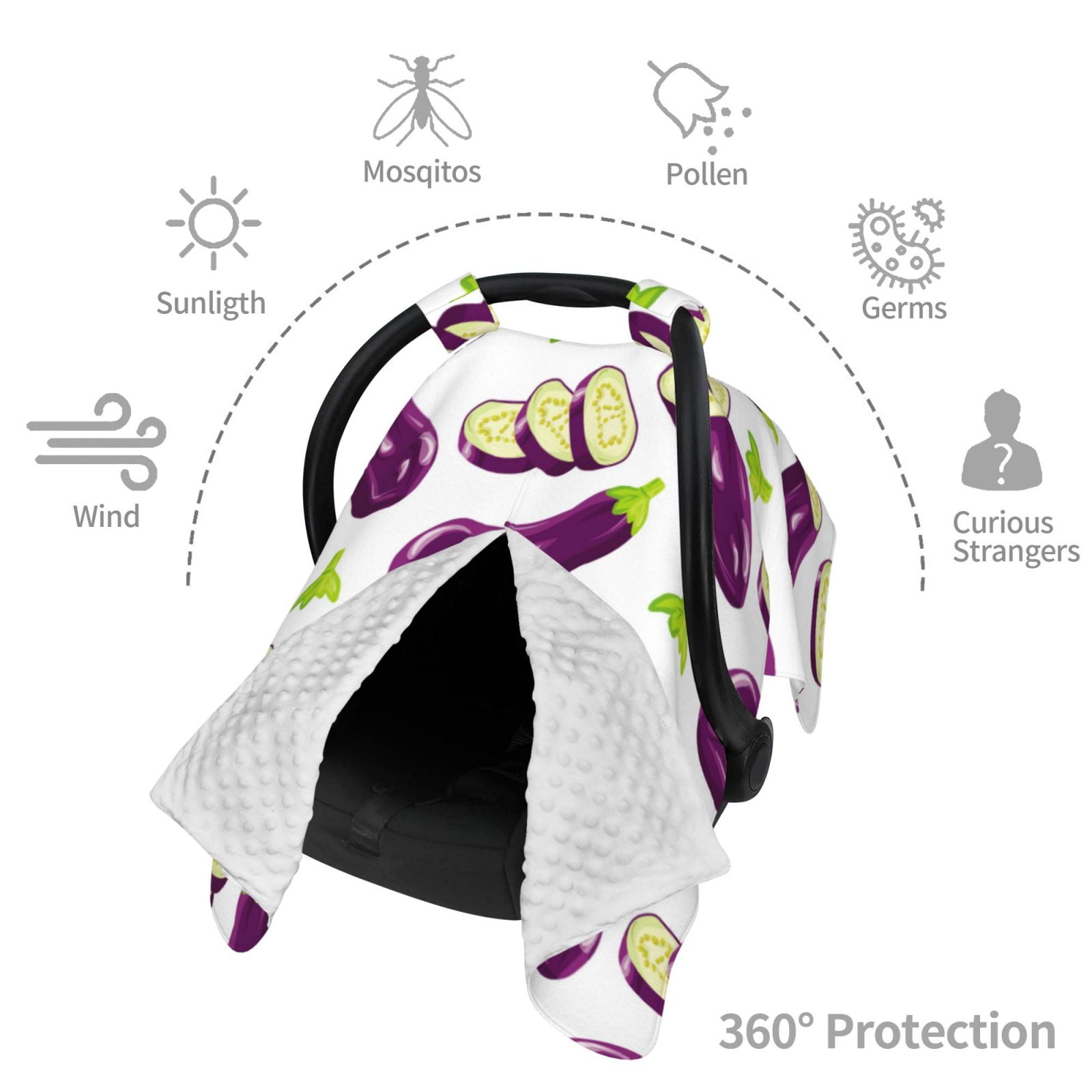 Car Seat Cover Baby - Eggplant slices purple Breathable Infant Car Seat Cover for Baby Carseat, Lightweight Comfort Baby Essentials Must Haves Newborn Stuff for Girl Boy
