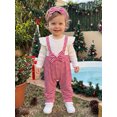 thumbnail image 5 of Cjfdfy Newborn Baby Girl Christmas Fall Clothes Set Christmas Plaid Striped Ruffle Long Sleeve Ribbed Jumpsuit Bow Headband Infant Cute Christmas Fall Winter Outfit 0-18 Months, 5 of 9