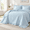 Light Blue-Twin, variant on Gray Queen Size 3-Piece Light Gray Gingham Ruffle Bedspread Quilt Set