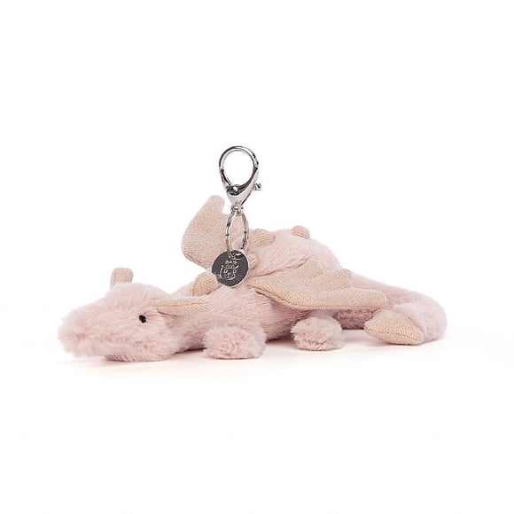 Jellycat Rose Dragon Bag Charm, Pink Plush Keychain for Bags & Backpacks